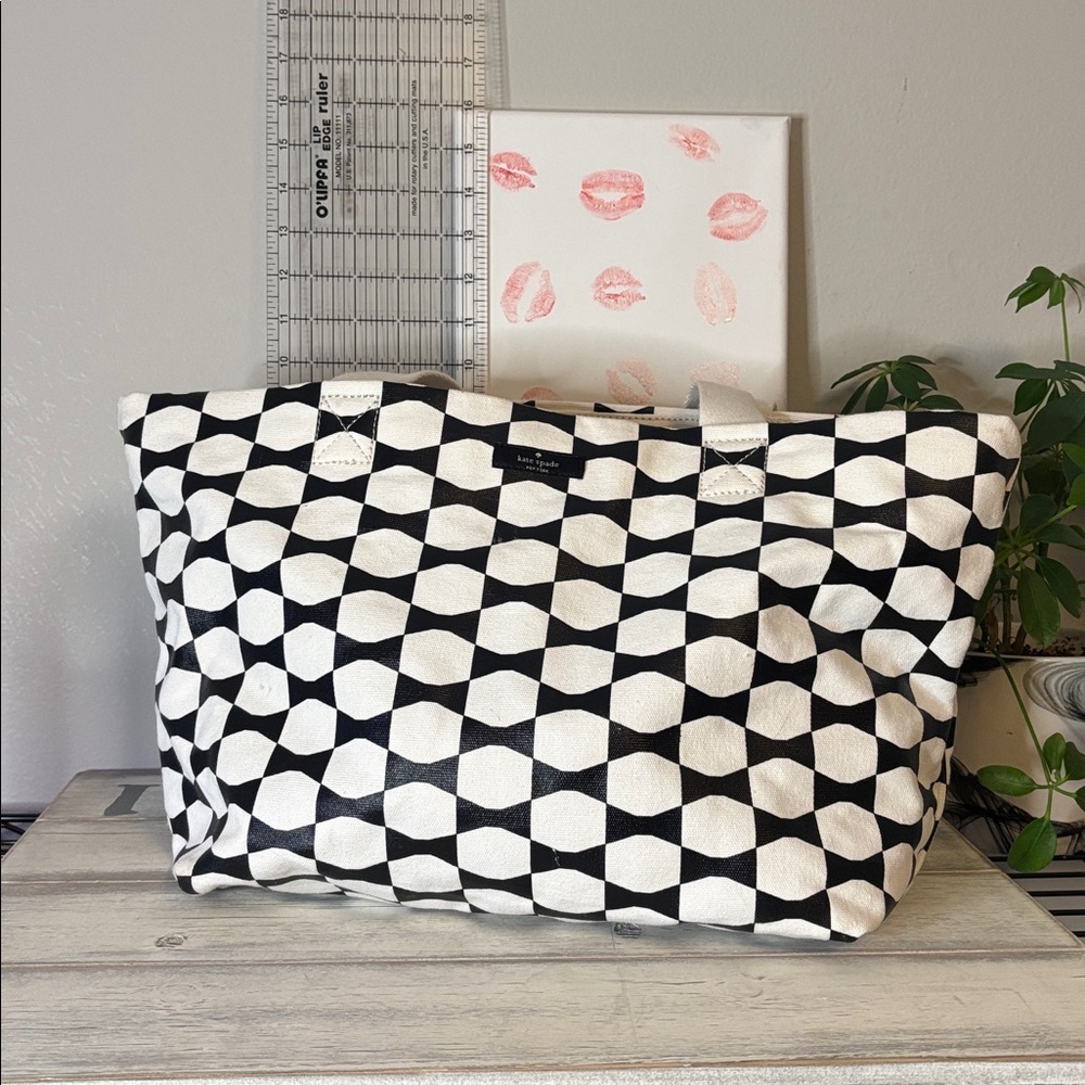 Kate Spade Black and White Checkered Tote